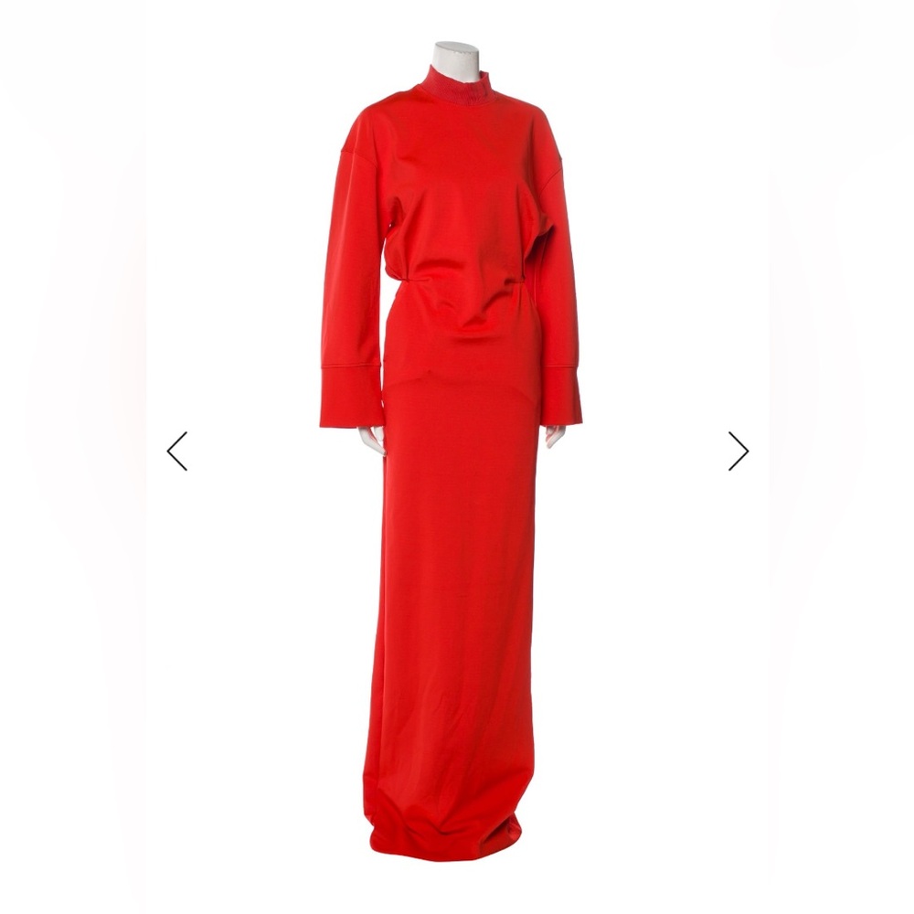 The Attico Red High-Neck Long Sleeve Maxi Dress